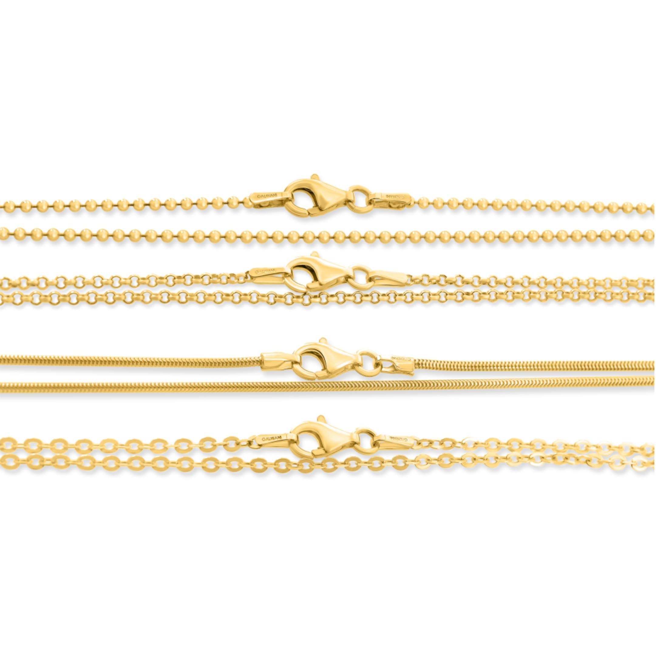 Kette vergoldet 42cm Kette aus 925 Sterling Silber Kugelkette Erbsenkette Ankerkette Schlangenkette Goldkette für Anhänger für Kinder & Frauen 42cm lang kurze Gold Babykette