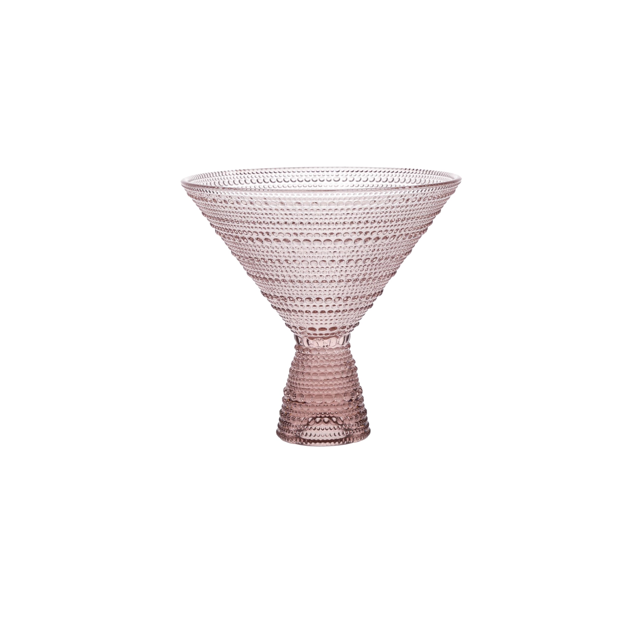 Fortessa Jupiter Beaded Hobnail Glass, 11.5 Ounce Martini (Set of 4), Pink