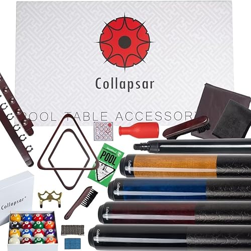 Miniatura 5 de Collapsar Kit de accesorios para mesa de billar, palo de billar premium y puente retráctil para tacos, juego de bolas de billar y cubiertas de mesa,
