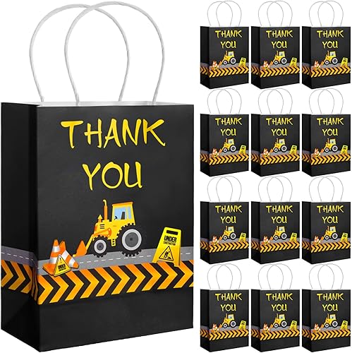 Miniatura 8 de Outus Bolsas de recuerdos de fiesta de construcción, bolsas de golosinas temáticas de construcción, bolsas de dulces con temática de camiones,