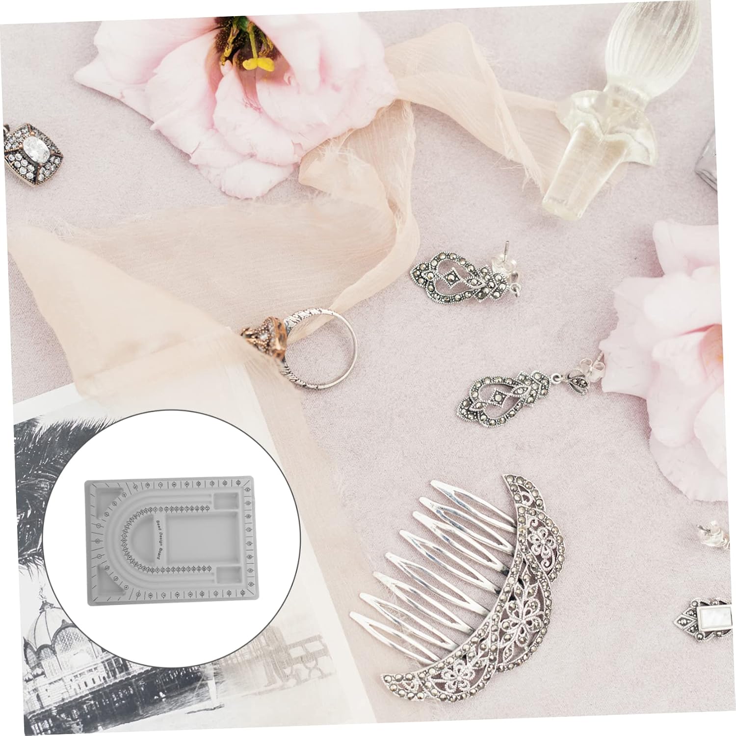 DOITOOL 2pcs DIY Beaded Tray for Jewelry Design Size Measurement Board Grooves for Bracelets and Necklaces Beading Organizer for Craft Projects