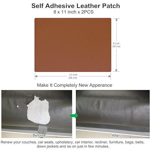 Vista 62 de ILOFRI - Cinta de cuero autoadhesiva, parche de 3 x 60 pulgadas, kit de reparación de vinilo y cuero duradero y autoadhesivo para sofás, asientos