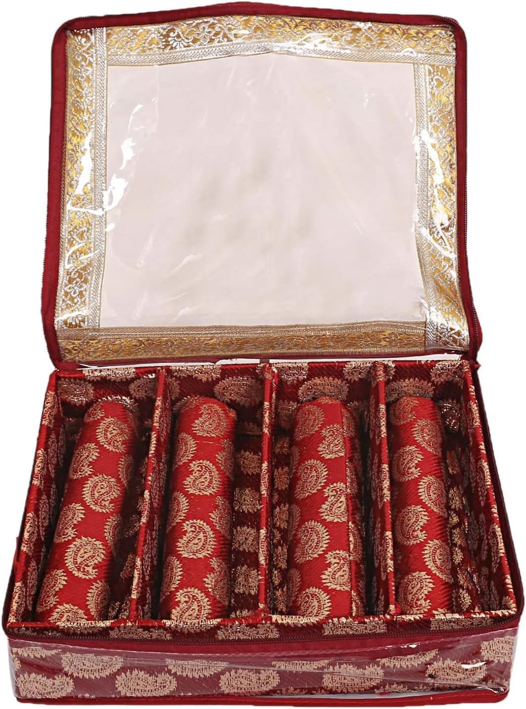 Aakrati 4 Rod Maroon Bangle Box Storage Jewellery Box Indian (2 ROD)
