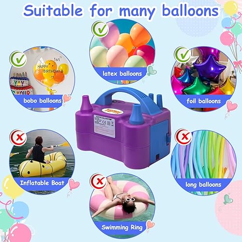 Miniatura 7 de Electric Balloon Pump, Portable 2 Modes Balloon Blower Machine with 14 Balloon Arch Kits, Air Pump for Balloon, Balloon Inflator for Party Decoration