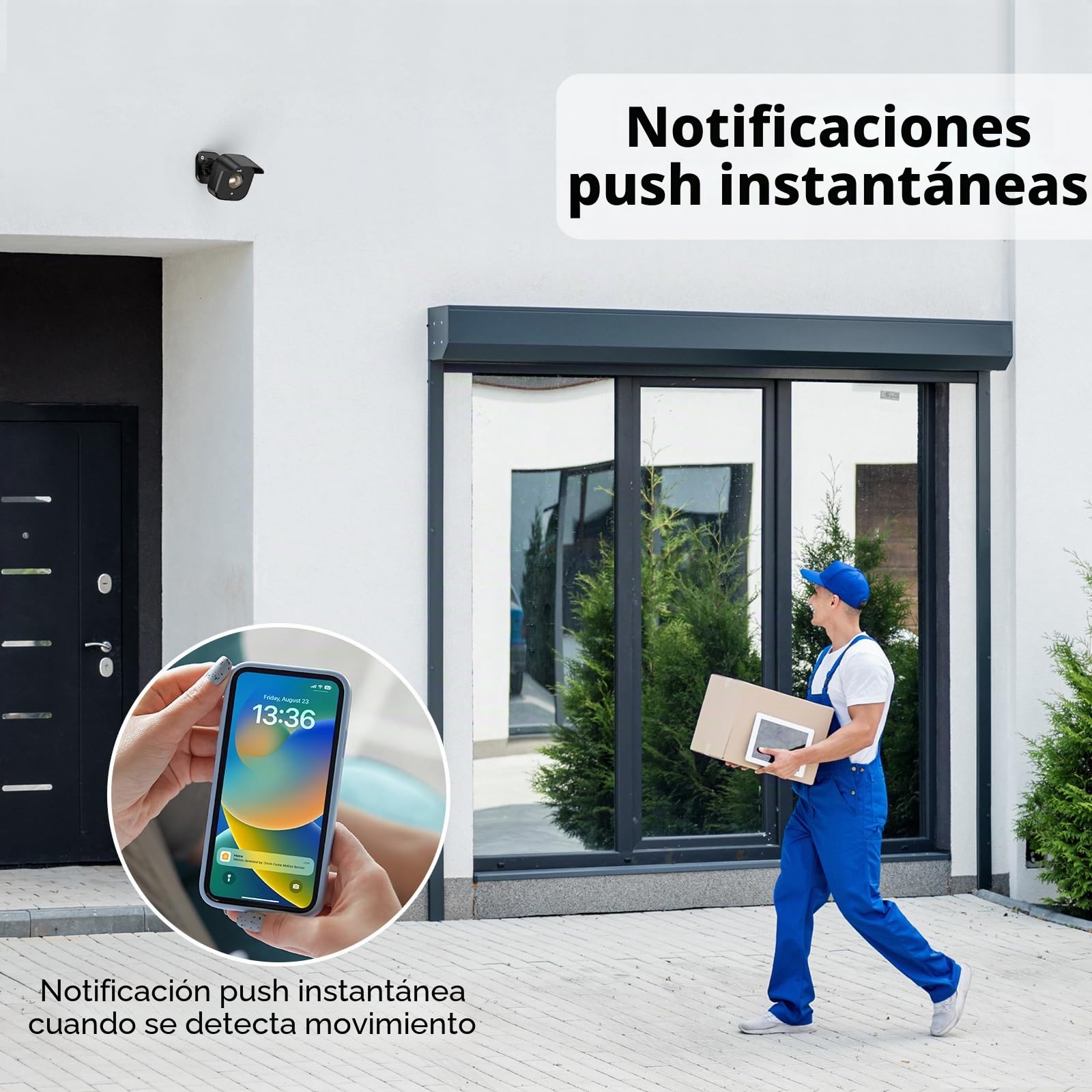 Onvis Detector de movimiento exterior Thread, Detector de movimiento impermeable IP66 con sensor de luz, medidor de temperatura y humedad, para sistema de alerta y automatización, funciona solo con