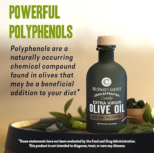 Miniatura 3 de Dr. Cowan's Garden Aceite de oliva virgen extra griego de polifenol con más de 1000 polifenoles, aceite de oliva virgen extra de un solo estado con