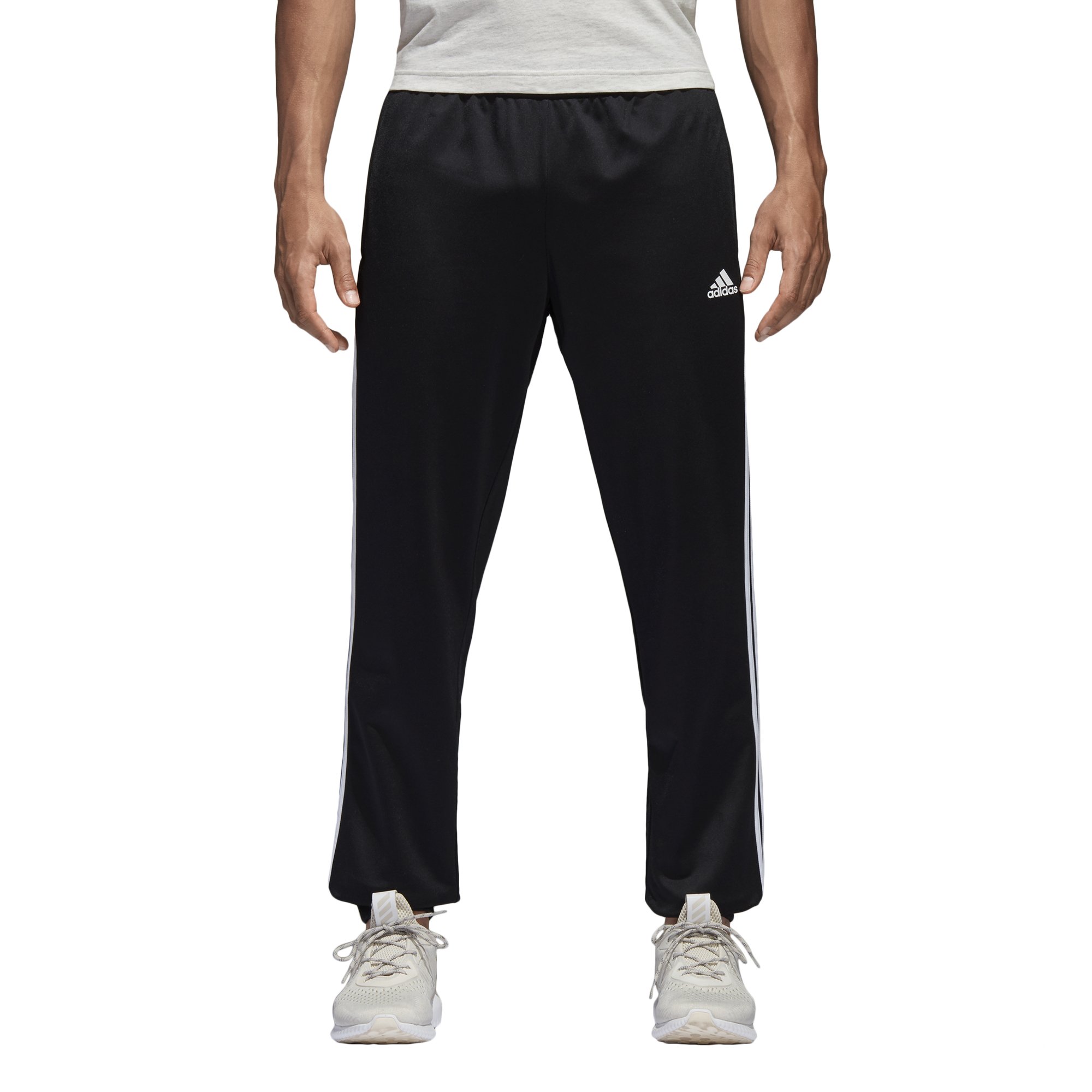 adidas men's athletics essential cotton 3 stripe tapered pants