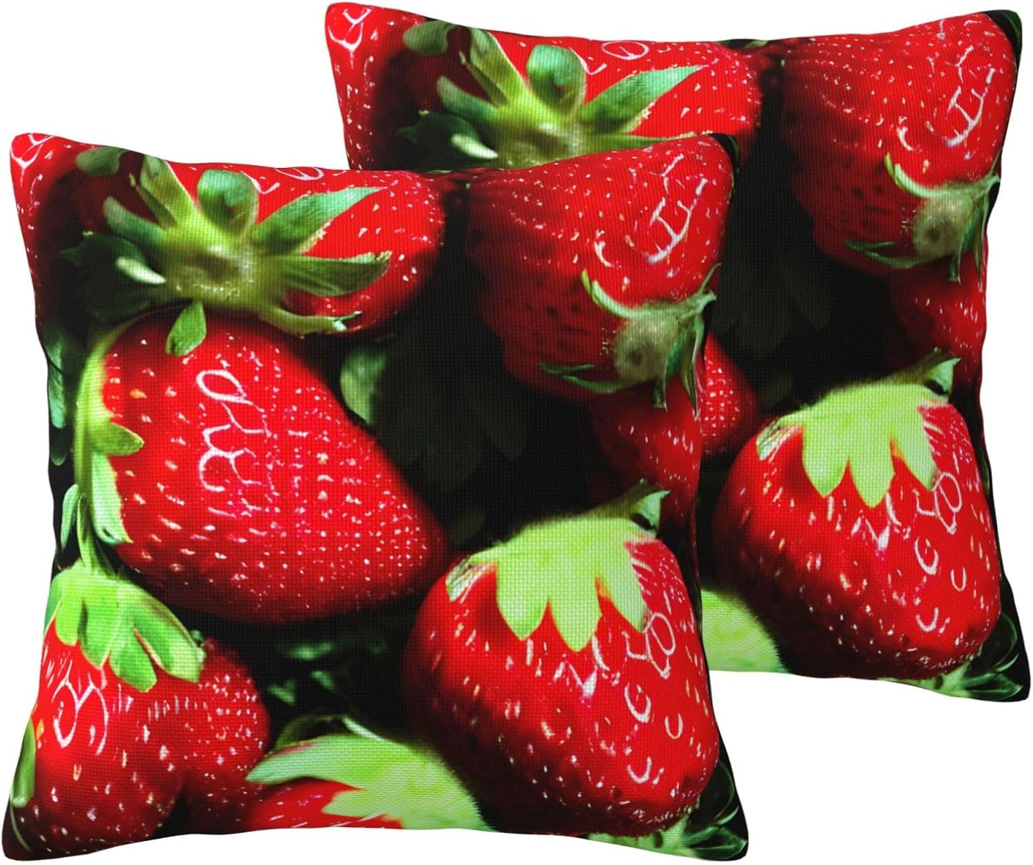 Strawberry Pattern Imitation Linen Pillowcase -2 Sets, Fashionable Home Decoration, Used for Sofas, Gardens, beds