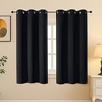 Vista 27 de Simplebrand Juego de 2 paneles de cenefa aguamarina para ventana de cocina de 14 pulgadas de largo, cortinas de oscurecimiento de habitación