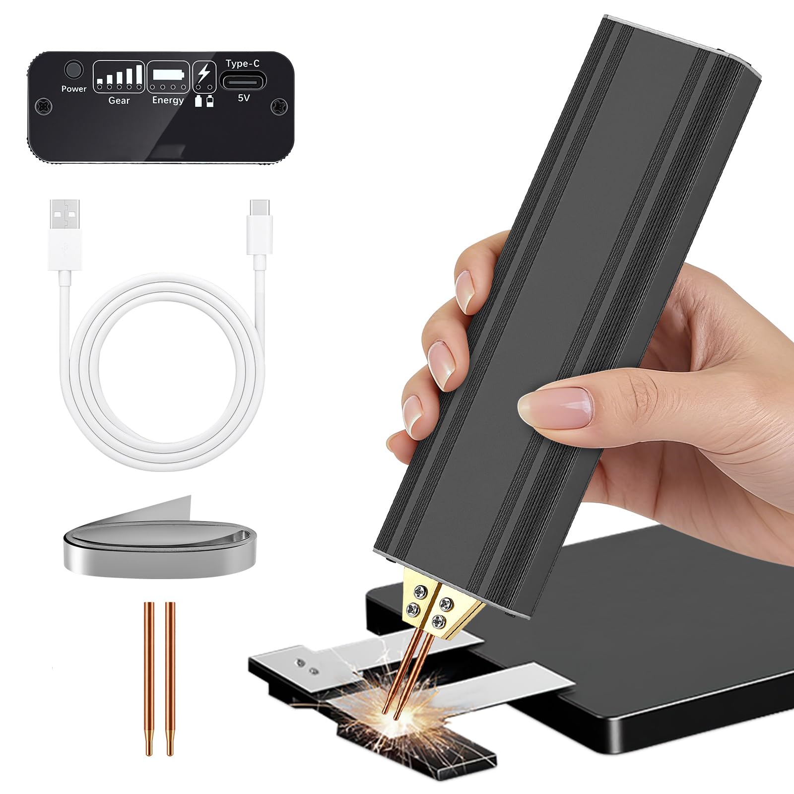 Soudeuse par Point de Batterie 800A 80 Niveaux Réglables Portative pour Feuilles Nickelées 0,2mm Automatique Manuel
