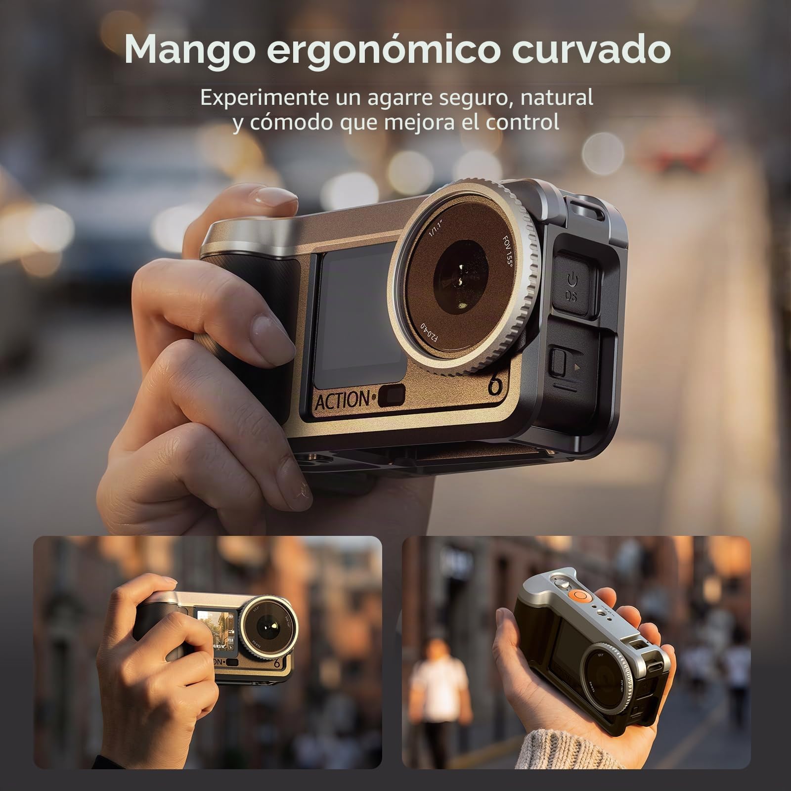 SMALLRIG Kit de Empuñadura Urbana para DJI Osmo Action 6, Jaula de Aluminio con Zapata Fría, Correa de Hombro, Anillo Protector de Lente, para Fotografía Callejera - 5891