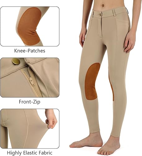 Miniatura 5 de beroy Pantalones de equitación para niños, pantalones de equitación para niñas, pantalones ecuestres con cremallera frontal, leggings con bolsillos