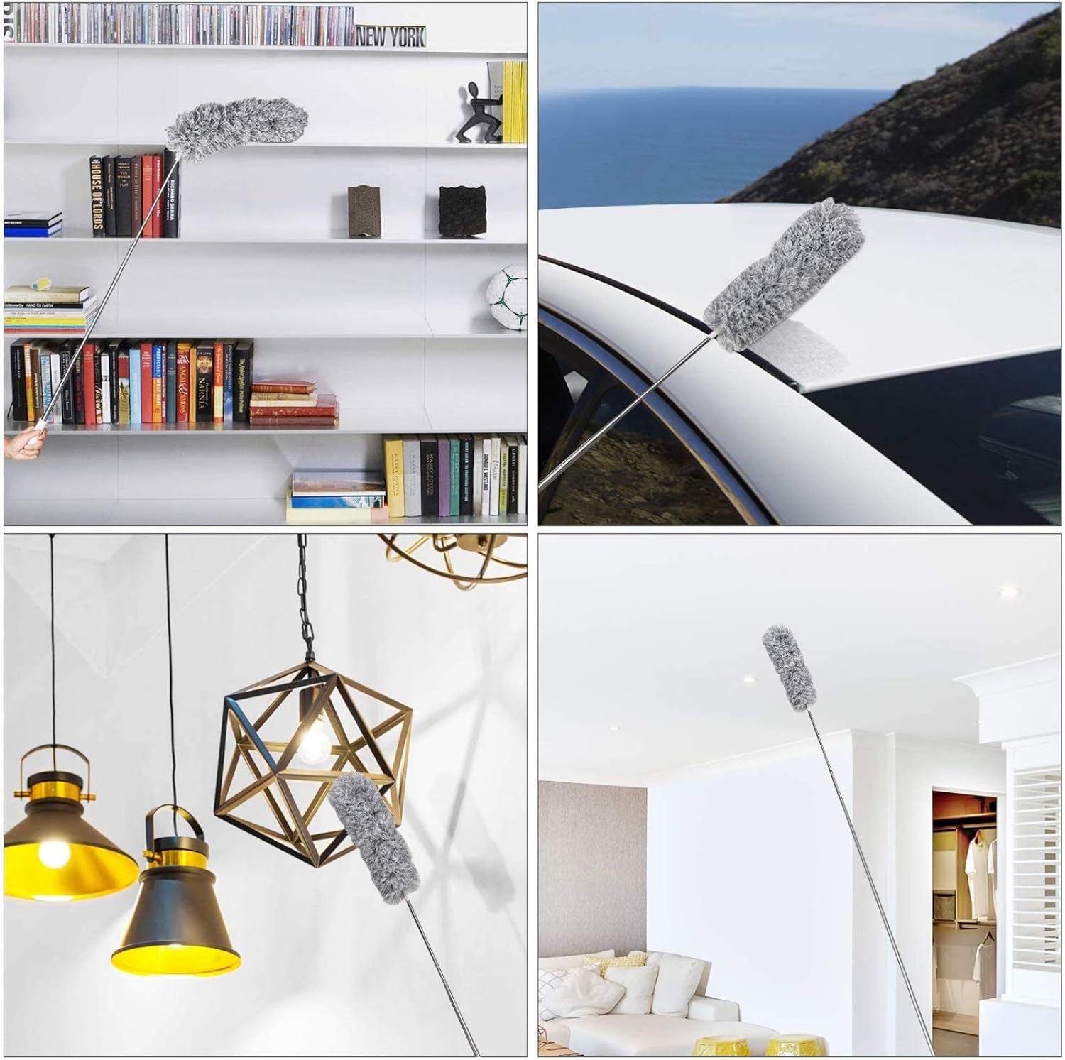 DELUX Microfiber Feather Duster Extendable Duster with 100 inches Extra Long Pole, Bendable Head & Long Handle Dusters for Cleaning Ceiling Fan, High Ceiling, Blinds, Furniture & Cars : Health & Household