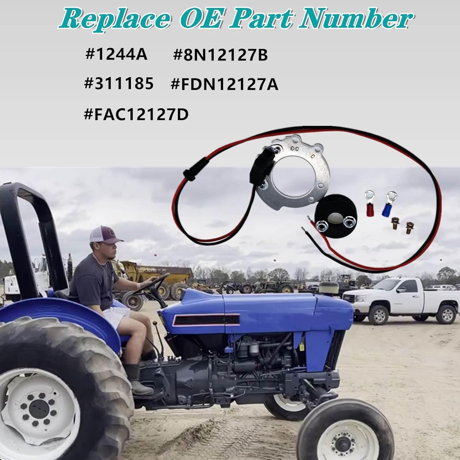 1244A Ignitor Conversion Kit,Compatible with Ford Tractors 8N 4 Cylinder Series 500 to 800 Series 12v Electronic Ignition Module Conversion Kit,(Side Mount Distributor & 12V Only)