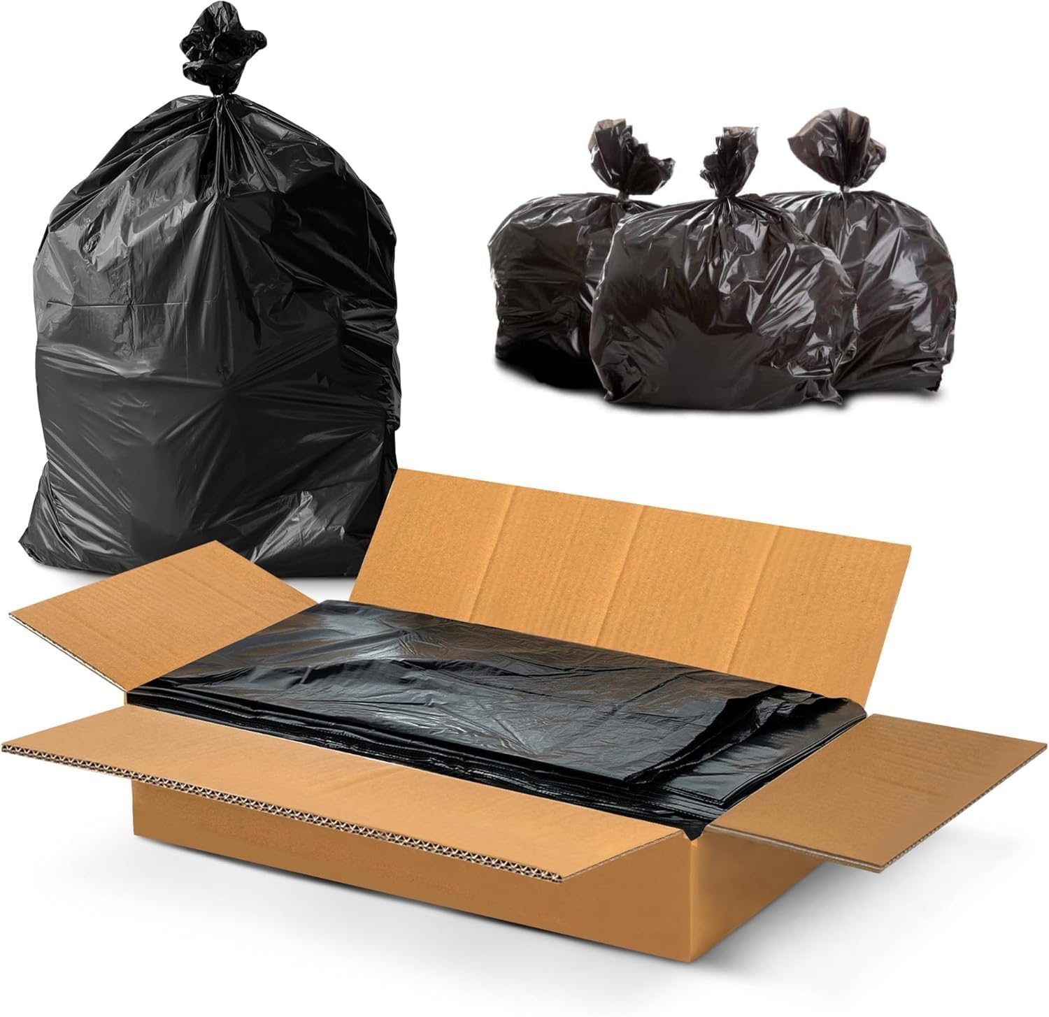 Efforias Black 200 Bin Bags 80L (18"X29"X39") Bags Extra Strong Bin Bags Bin Liners Refuse Sacks For Home Garden Kitchen House Office Caterers Restaurant–Rubbish Garbage Bags