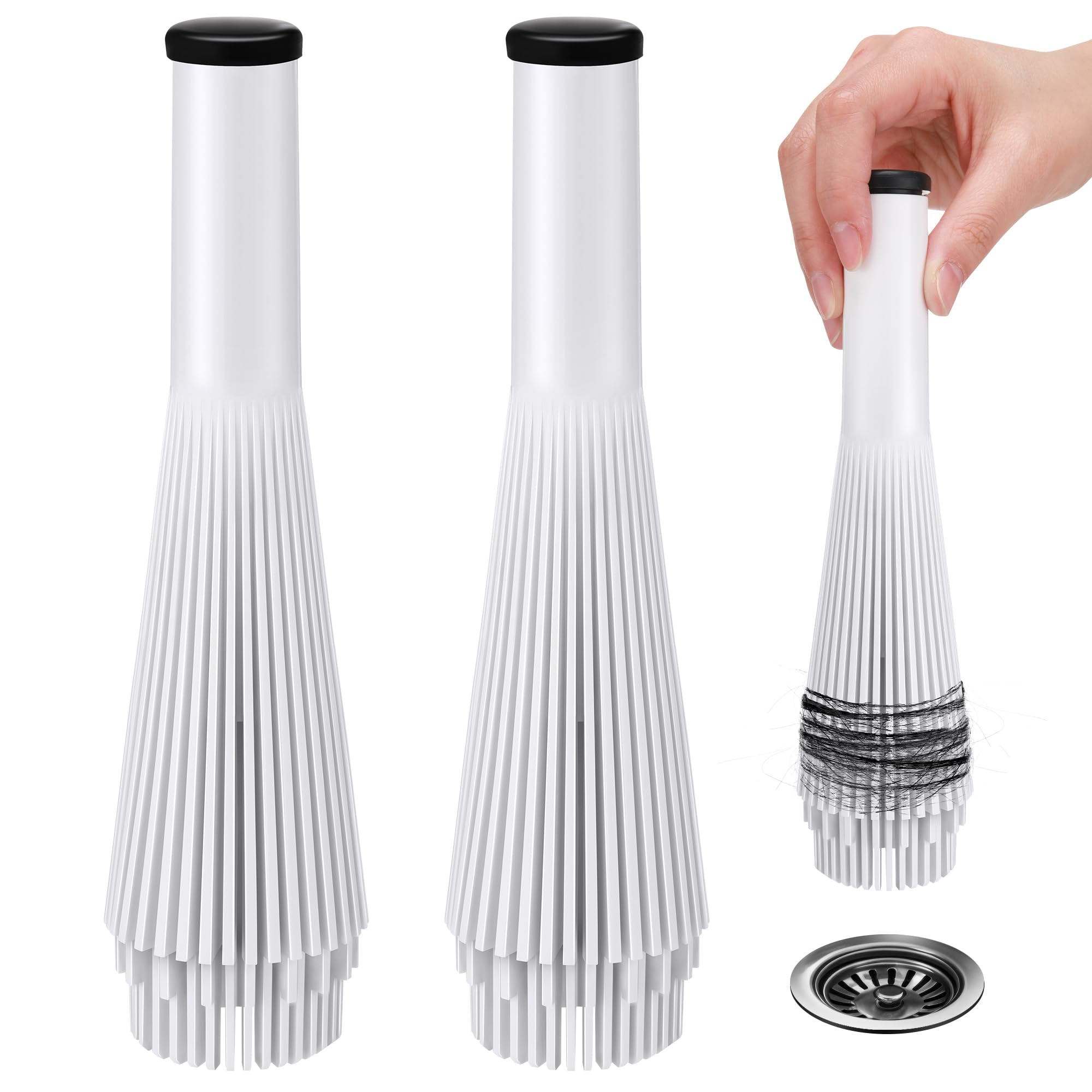 Feekoon 2 Pack Lint Trap for Washing Machine Utility Tub and Sink Drains, Laundry Lint Catcher with Rubber Plugs, Hair Catcher, Compatible with 1. 5''