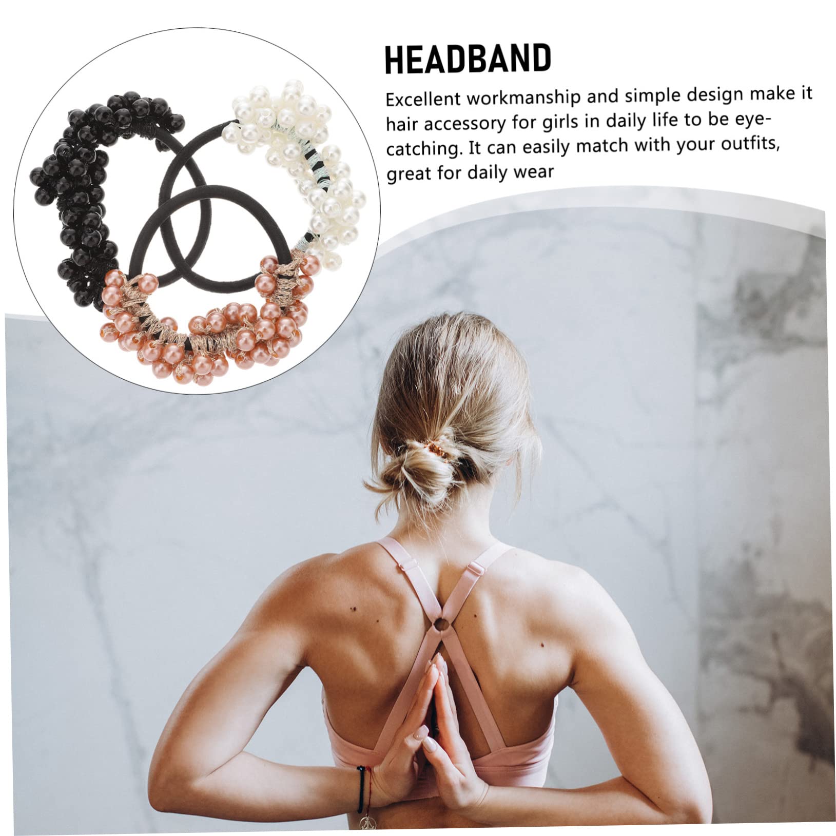 Didiseaon 5 Juegos De Cuerdas Para El Pelo Accesorios Para El Cabello Coleteros Con Cuentas Elegantes Lazos Para El Pelo Para Mujeres Para Eventos 6 Unidades X 5