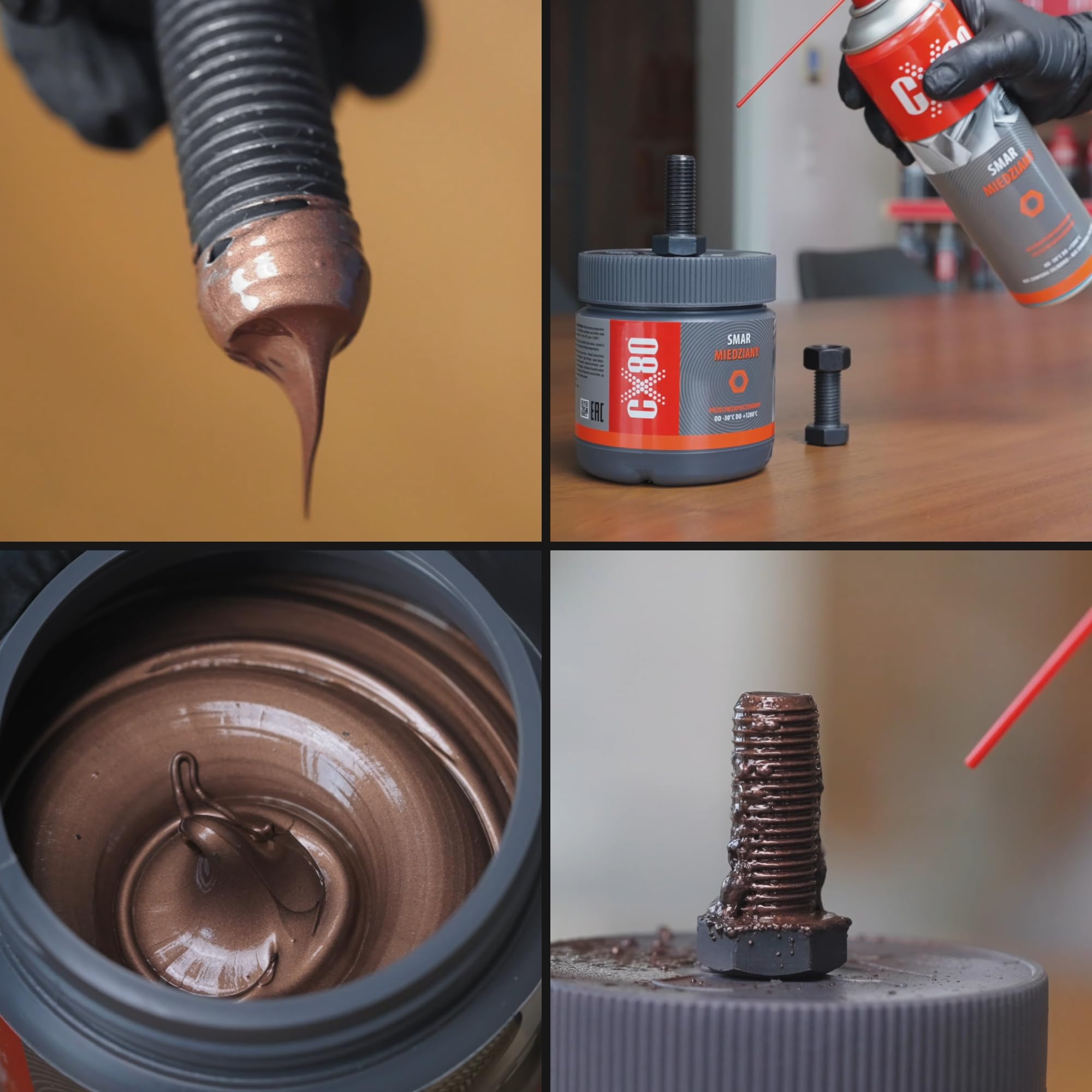 CX80 Kupferpaste & Kupferspray - Anti Seize Paste bis 1200°C - Premium Hochtemperaturfett für Auto, Industrie & KFZ - Schmiermittel (Wählbares Format) - Bestschweissen.de (2, Applikator 210 g)