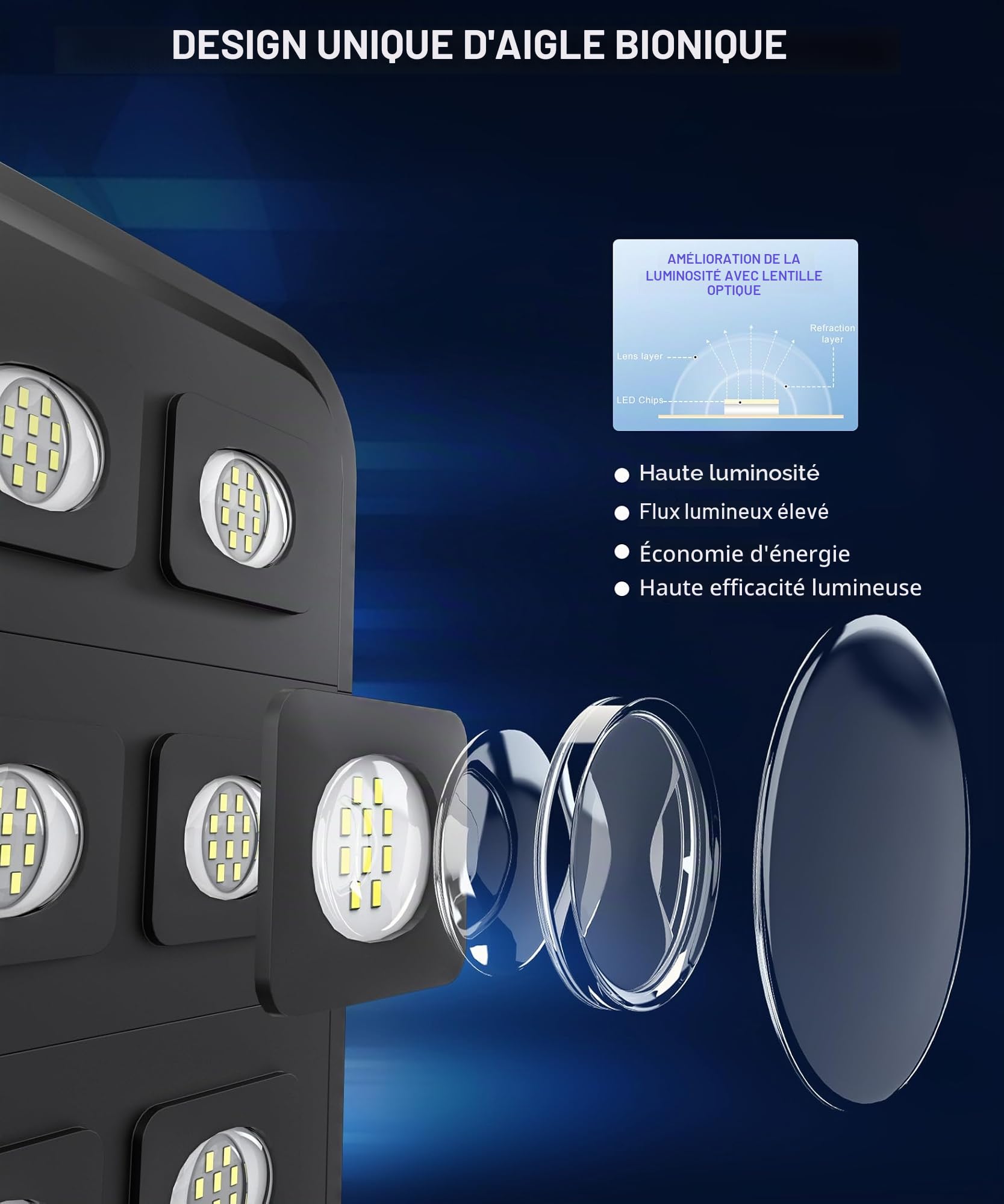 JAYNLT X-12000W Lampadaire Solaire Extérieur Puissant avec Détecteur 4 Modes