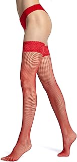 Leotardos para mujer, lencería, medias clásicas de red con una malla media, medias de apoyo con silicona, liguero de encaje, 7 cm de ancho, para mujer
