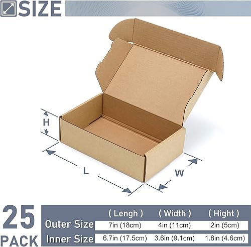 Miniatura 2 de Flamorrow Cajas de envío de 7 x 4 x 2 pulgadas, paquete de 25, caja de cartón corrugado, sobre y embalaje para pequeñas empresas