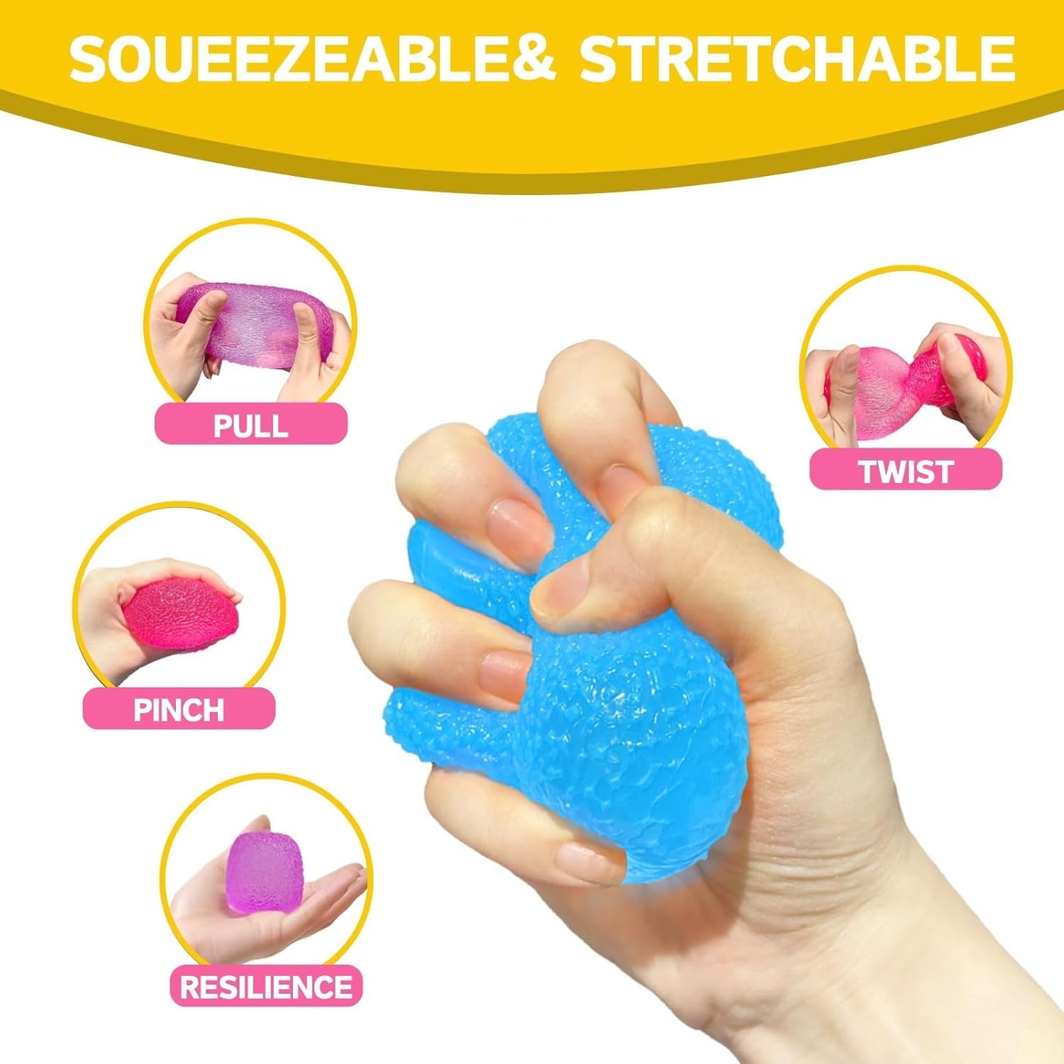 9 Pack Squishy Squeeze Toys, Slow Rising Soft Squishy Set with 9 Different Designs, Random Colors, Stretchy Hand Fidget Set for Desk, Office, and Daily Use