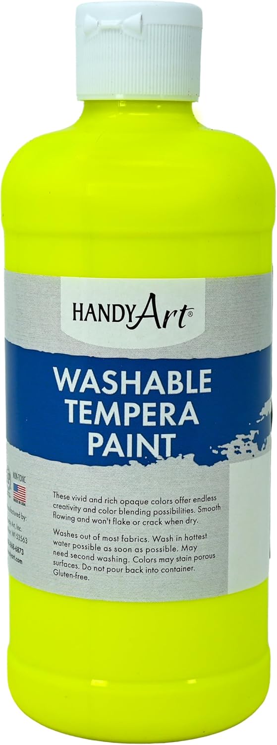 Handy Art Washable Tempera Paint, Metallic Silver, 16 oz Bottle, Bright & Mixable, High Opacity, Washable Colors for Classroom, Students, Kids, Young Artists, Safe & Non-Toxic, Made in USA