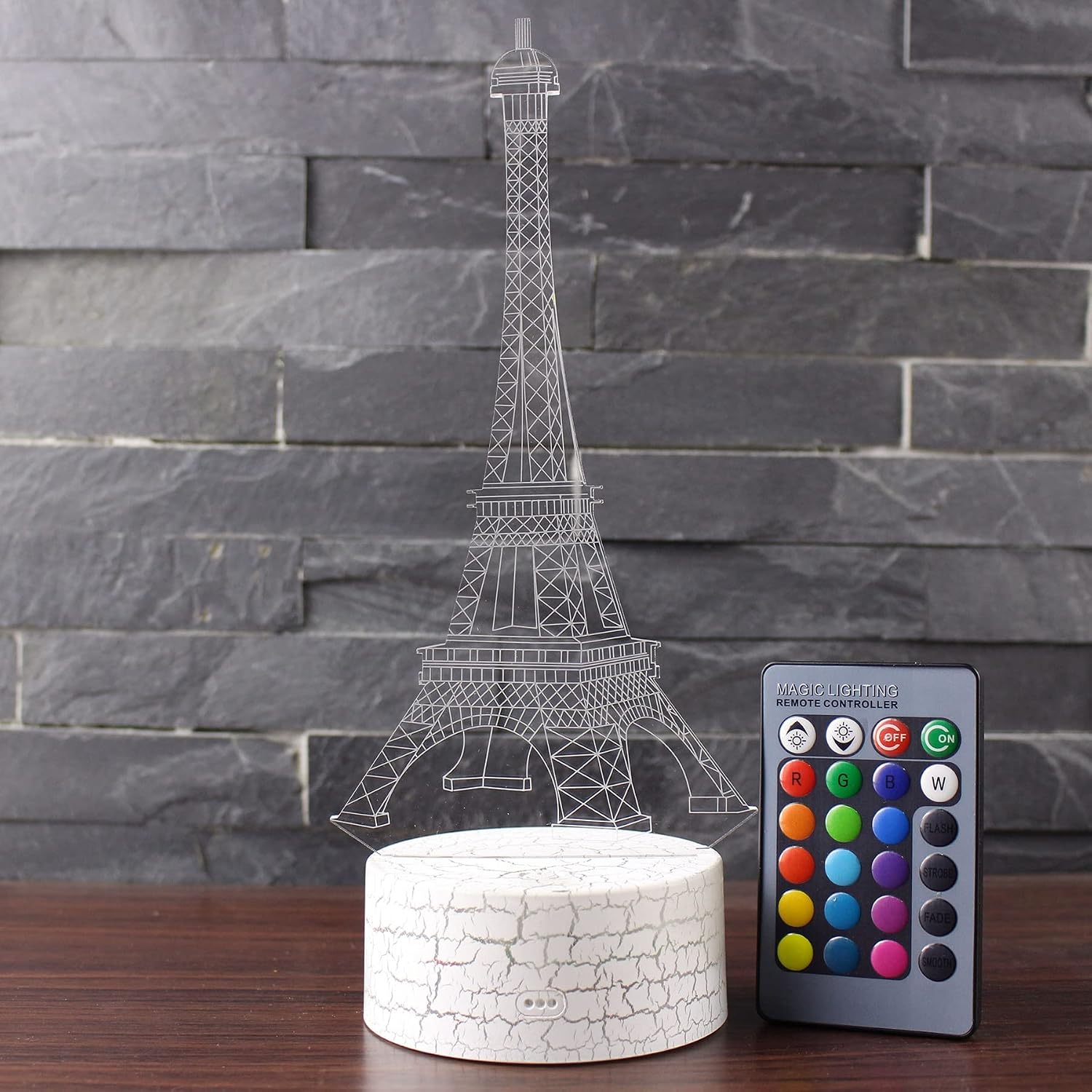 3D Eiffel Tower Lamp, LED Night Light with Remote & 16 Colors, Romantic Paris Illusion Lamp for Bedroom Decor, Kids Night Light, Gift for Women, Girls, Home Decoration
