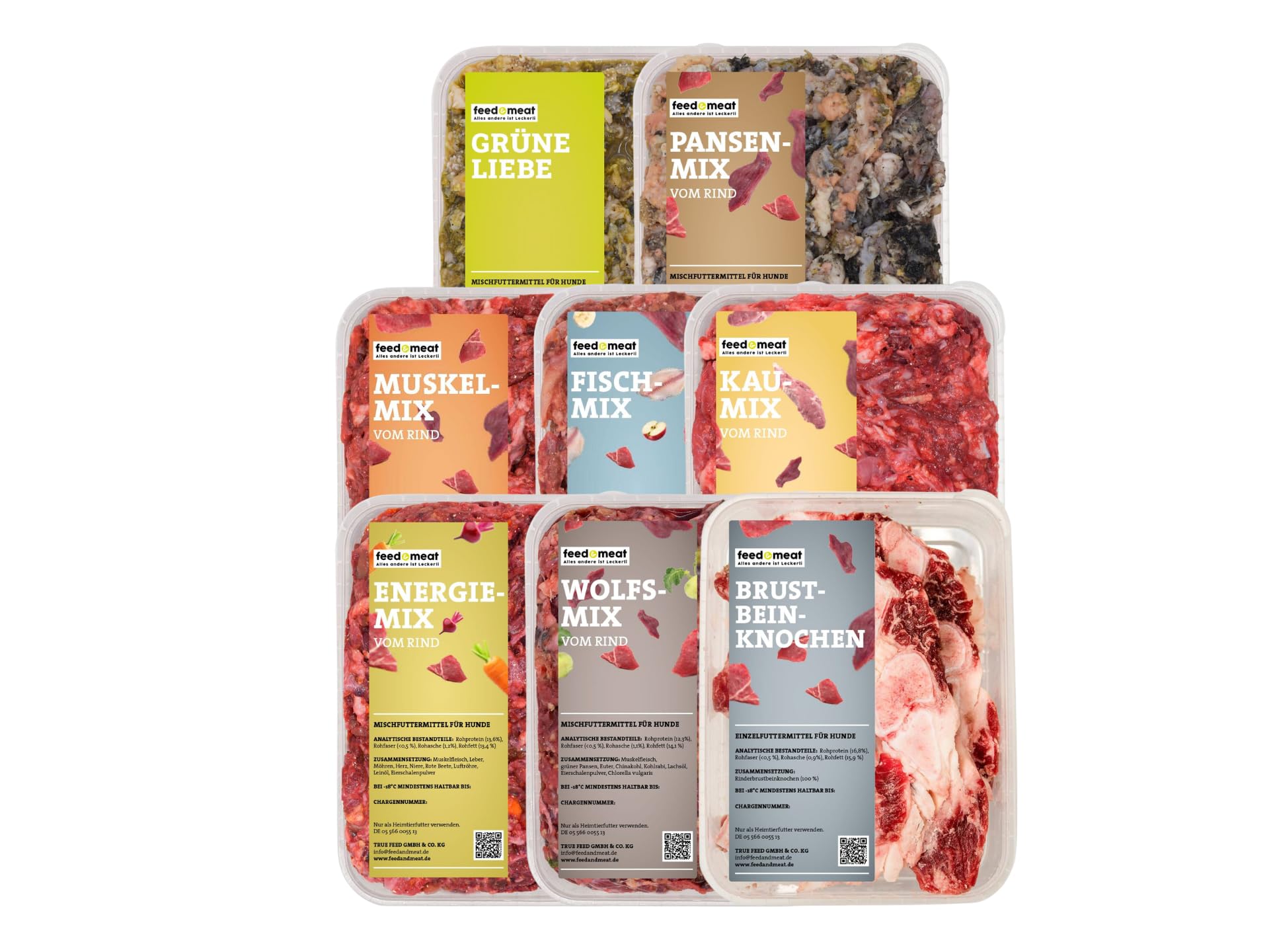 feed&meat Barf Fertigmenüs für Hunde – 2X 3-Wochenpaket (tiefgekühlt) – Regionales Rindfleisch – 44 Wiederverschließbare Schalen