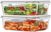 Vista 11 de Vtopmart 2Pack 1500ml/50.7oz Recipientes grandes de almacenamiento de vidrio con tapas, juego de recipientes de comida para preparación de comidas