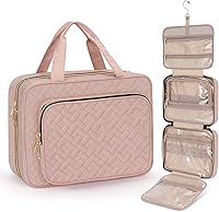 Vista 11 de Wedama Neceser para mujer, bolsa de viaje grande para cosméticos, bolsa de aseo colgante para baño, bolsa de maquillaje impermeable de PVC, bolsa