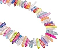 Vista 7 de rockcloud rocas naturales de cristal, cubiertas de titanio, cuarzo claro, en punta, hebra de 15 pulgadas