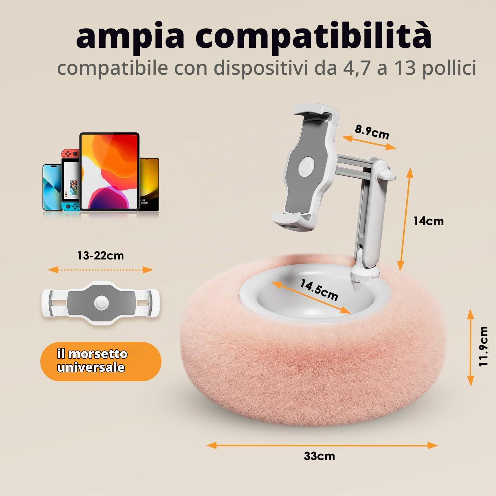 SupeDesk Supporto per tablet, supporto per Kindle, iPad, Kindle, compatibile con Kindle/tablet/telefono da 4,7-13", supporto regolabile per Kindle, letto, divano, video, morbido e comodo