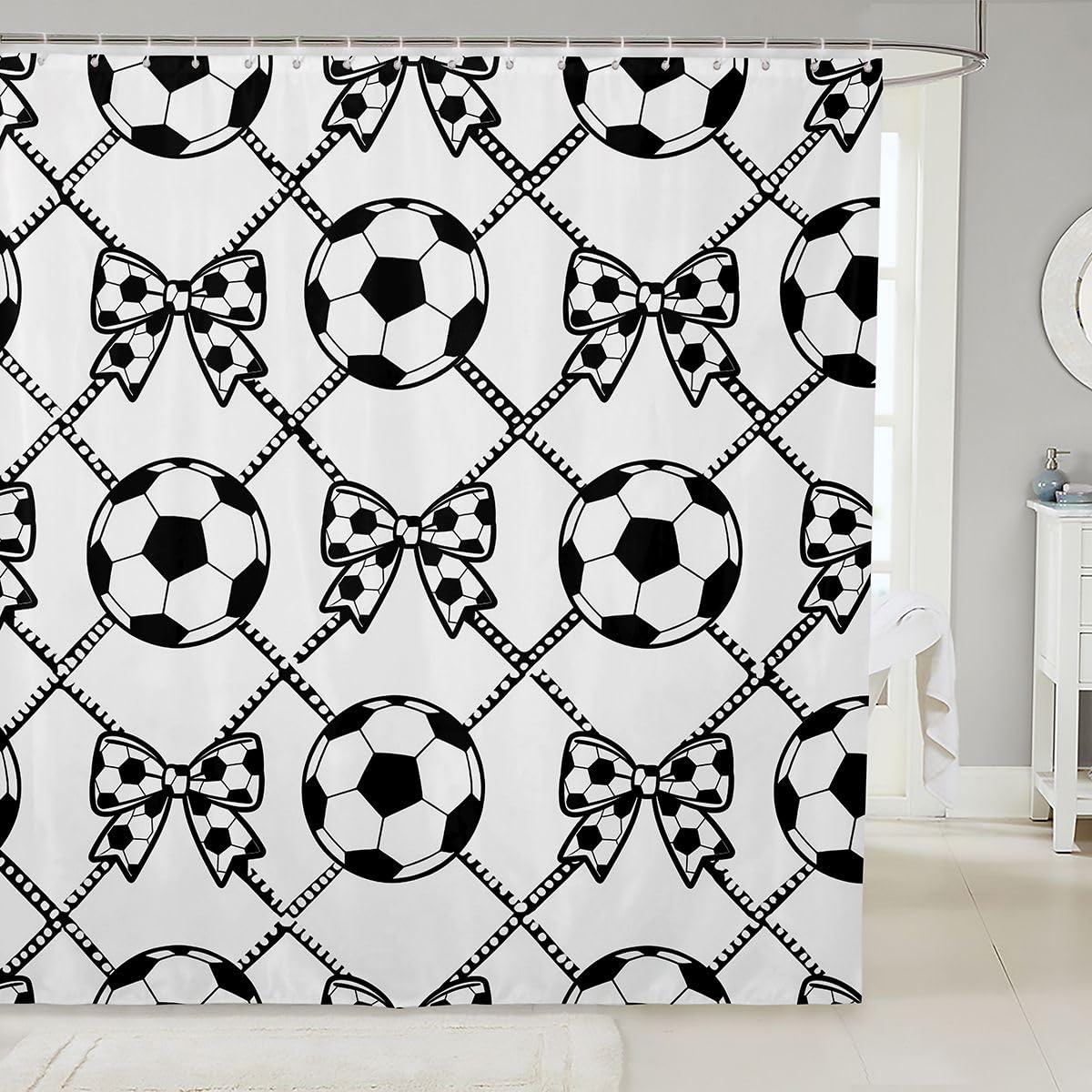 Rideau de baignoire ballon de football étanche 180x200 contre les éclaboussures