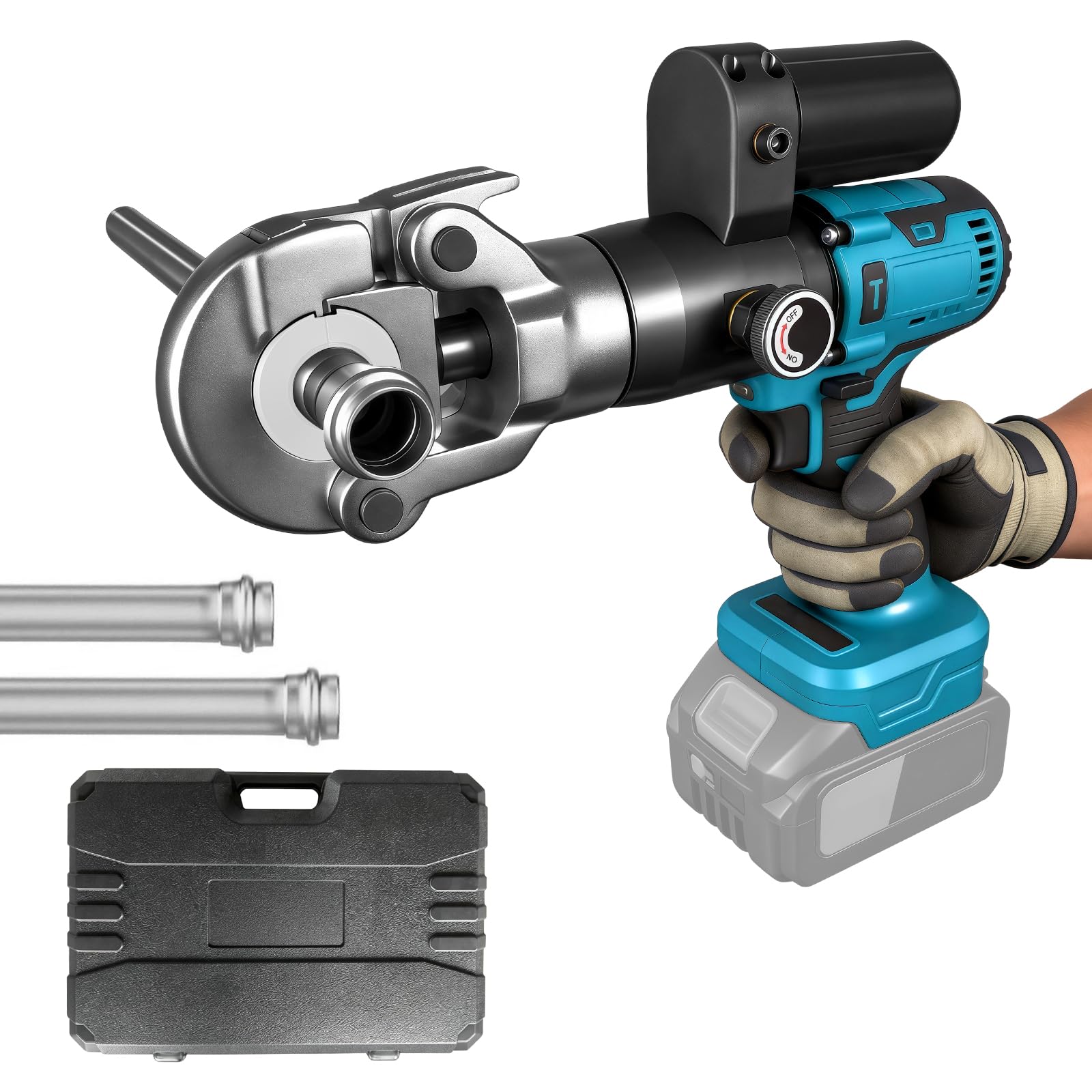 Akku Presszangen Kompatibel mit Makita 18V für Kupferrohr, Edelstahlrohr und PEX Verbundrohr, Backeneinsätze für Zylindrische Hydraulikspannzangen der Typen V/U/TH/M (nicht im Lieferumfang enthalten)