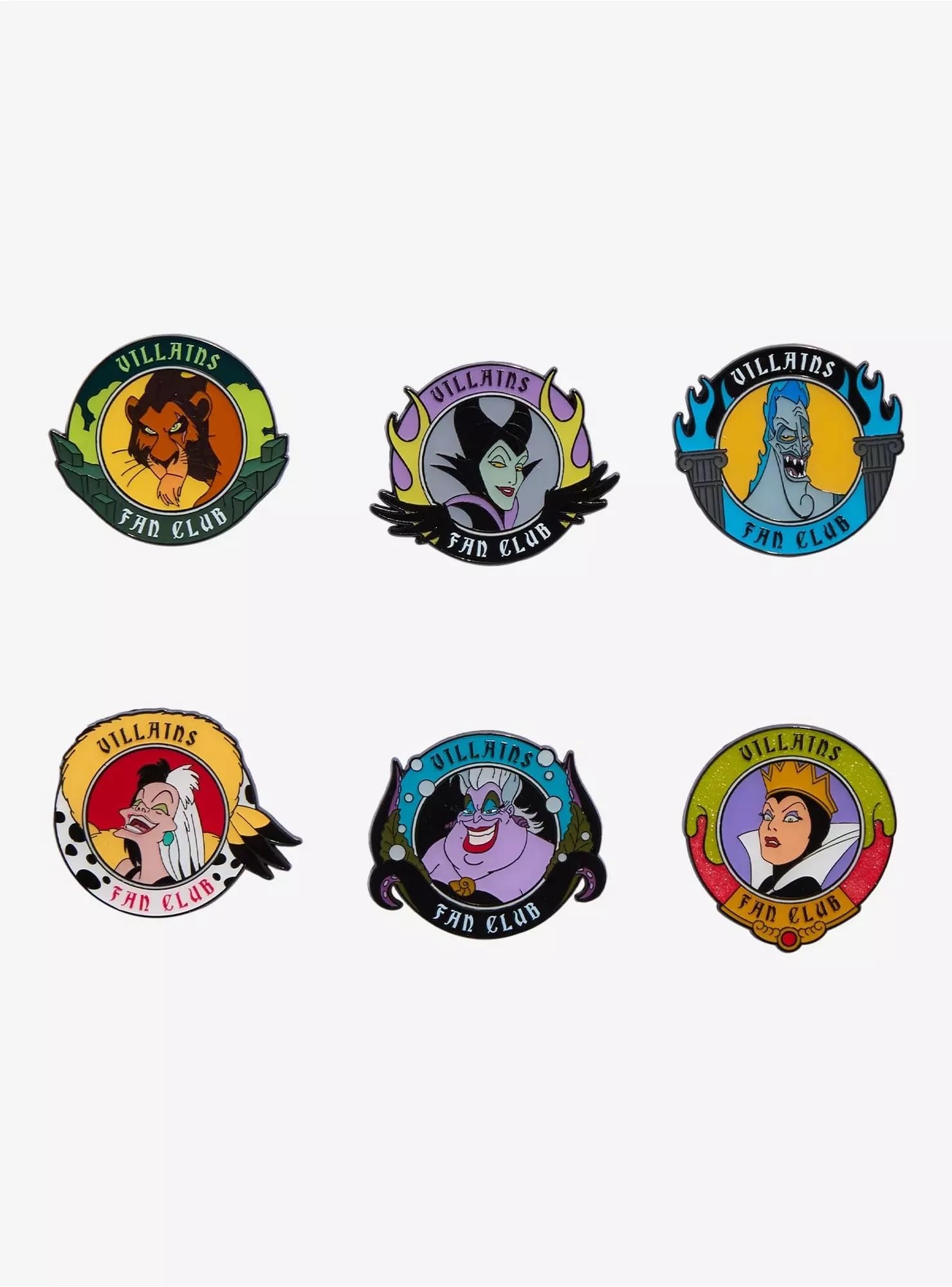 Loungefly Disney Villains: Fan Club Badge - Enamel Pin - 1 Of 6 To Collect - Disney Villains - Blind Box - Pins de Esmalte - Broche Coleccionable - para Mochilas Y Bolsos - Idea de Regalo