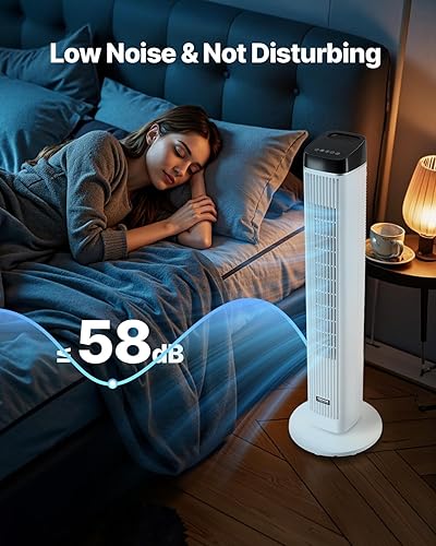 Miniatura 2 de VEVOR Ventilador de torre, ventilador silencioso de 22 piess, ventiladores oscilantes de 70 para interiores con 3 velocidades, 4 modos, temporizador