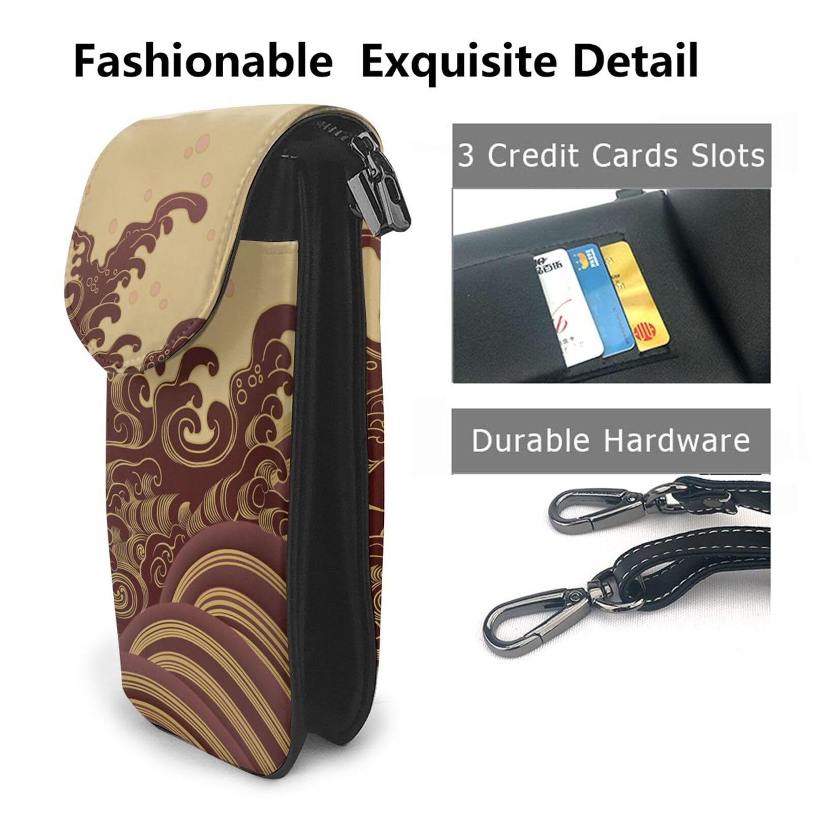 Amazon | スマホポーチ 和風 和柄 波 ショルダーバッグ