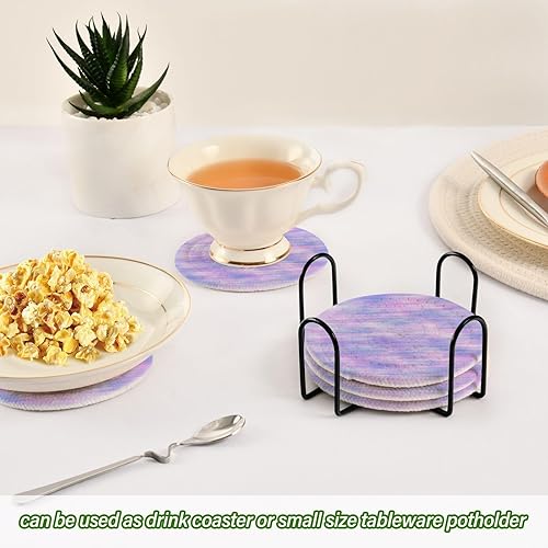 Miniatura 6 de Drink Coasters Set Set of 6 with Holder Table Coasters for Drinks Coasters Posavasos para Mesa Tie Dyed Blue