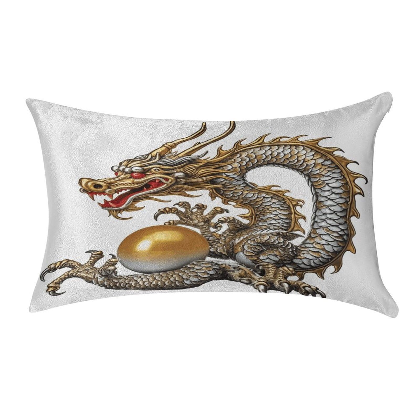 VstaDank Chinese Dragon with Pearl Throw Pillow Cover 12"×20" Ultra Soft Pillowcase Cozy Lumbar Pillow Shell Gold Velvet Exquisite Decorative Cushion Sham Protector for Couch Sofa Bedroom