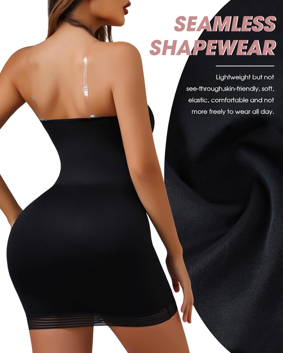 Shapewear Slip Dress for Women Under Dress Seamless Tummy Control Slip Dress Plus Size Smoothing Cami Dress Slips - Image 2