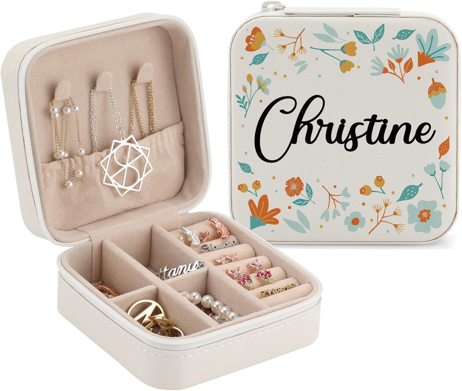 Personalized Leather Travel Jewelry Case, Gift for Teen