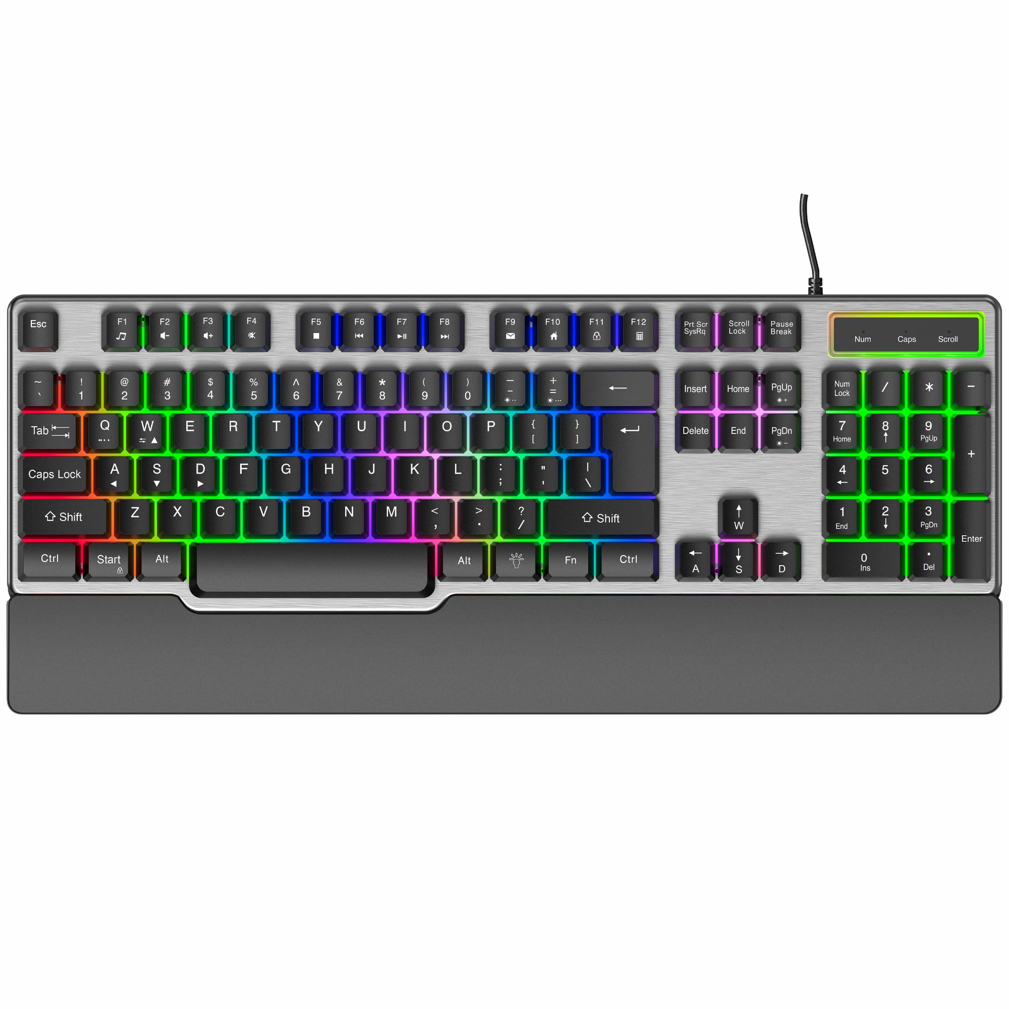 Ergofizz Ergonomic Keyboard Backlit Membrane Wired Gaming Keyboard with Multimedia Keys, Ergonomic Detachable Wrist Rest (Ergo Fizz)-image-29