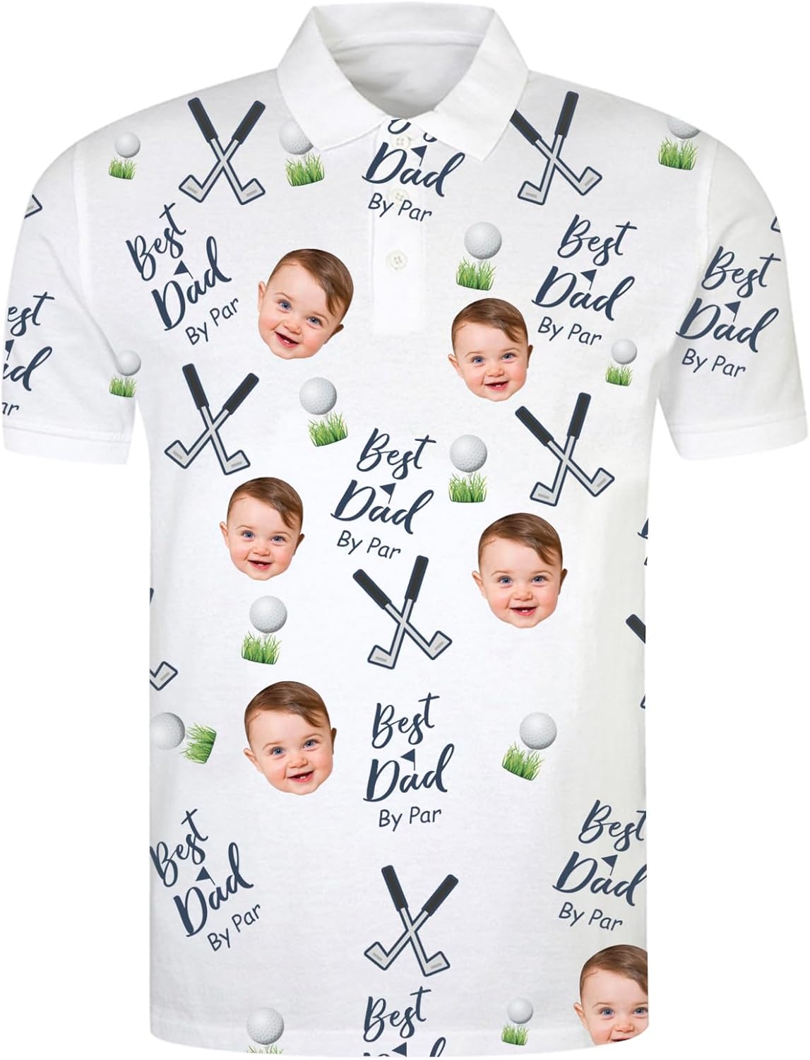 Personalized Dad Polo Shirt with Face, Best Dad by Par Golf Shirts, Custom Golf Polo for Men from Kids Son Daughter Wife, Fathers Day Golfer Gifts for Daddy, Papa, Grandpa - Image 5