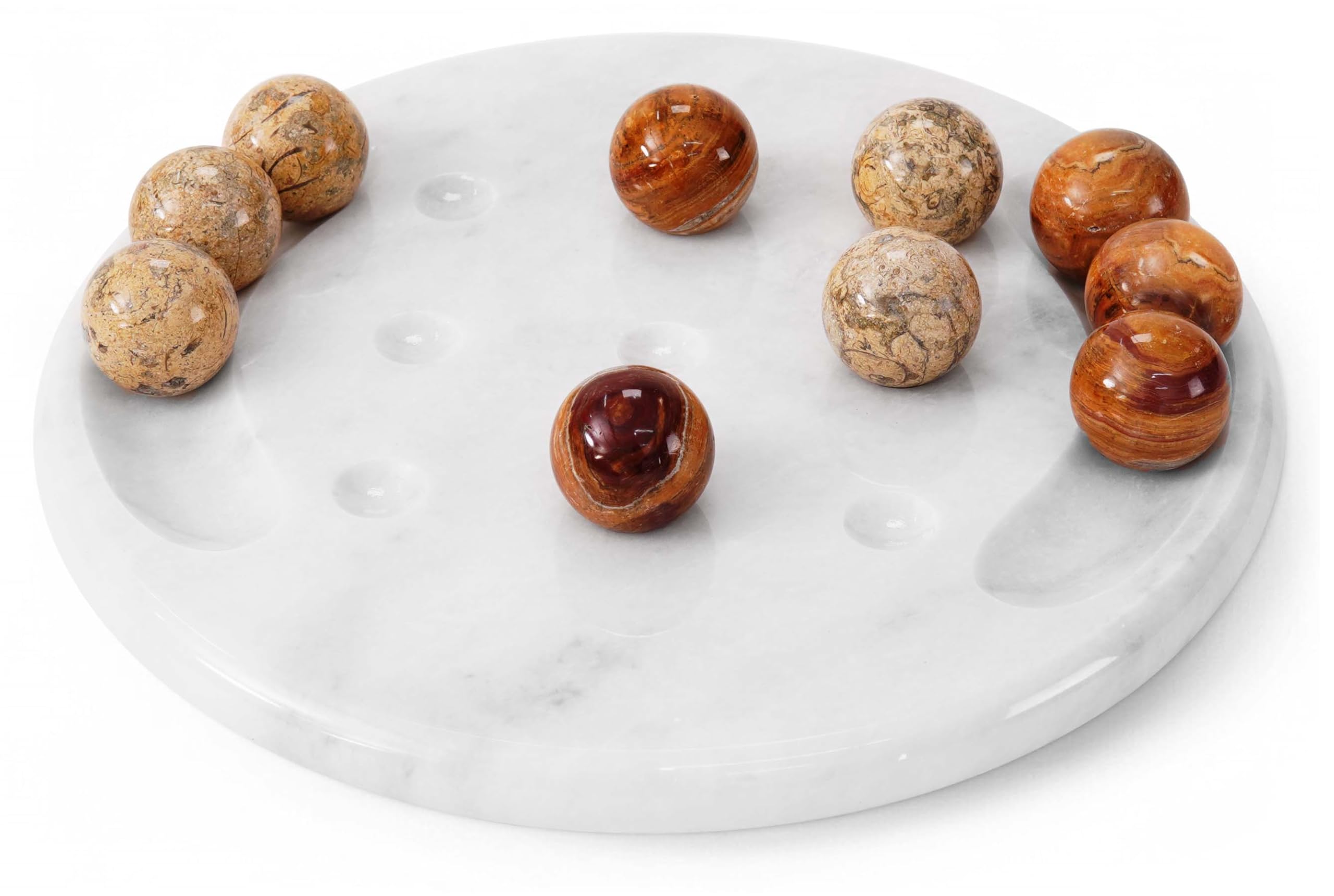 Radicaln Marble Tic Tac Toe Board Game 10" Inches Red & Coral Handmade Strategy Board Games for Coffee Table Decor Adult Board Games for Game Night