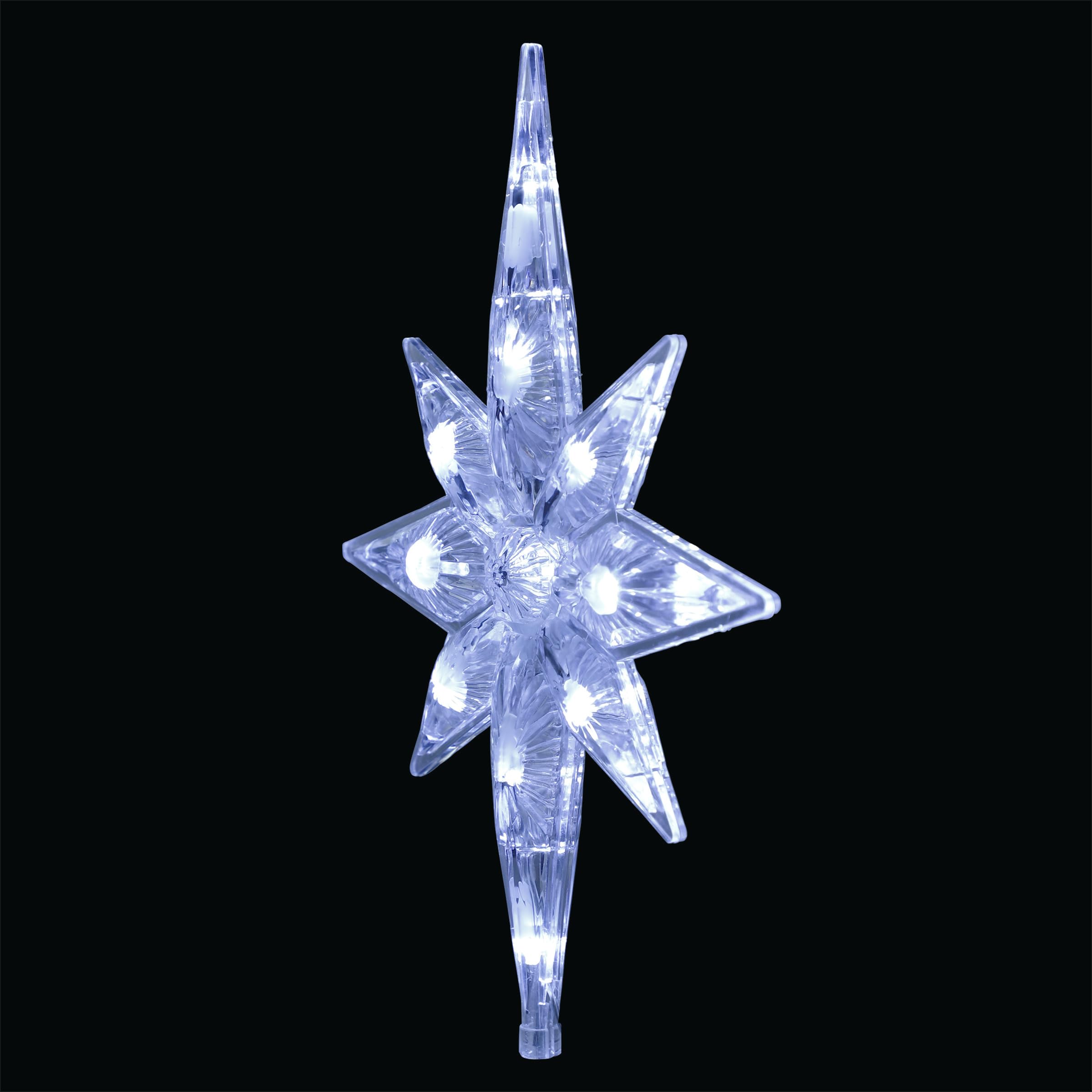 Alpine Corporation Cimier de Sapin de Noël en Forme d'étoile avec lumières LED Blanc Froid