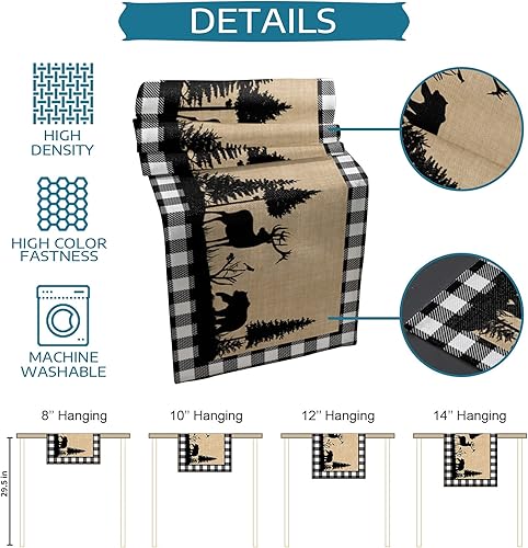 Miniatura 15 de Camino de mesa del día de San Patricio, camino de mesa de café, hojas de trébol verdes, a cuadros, camino de mesa de comedor, bufandas para cocina