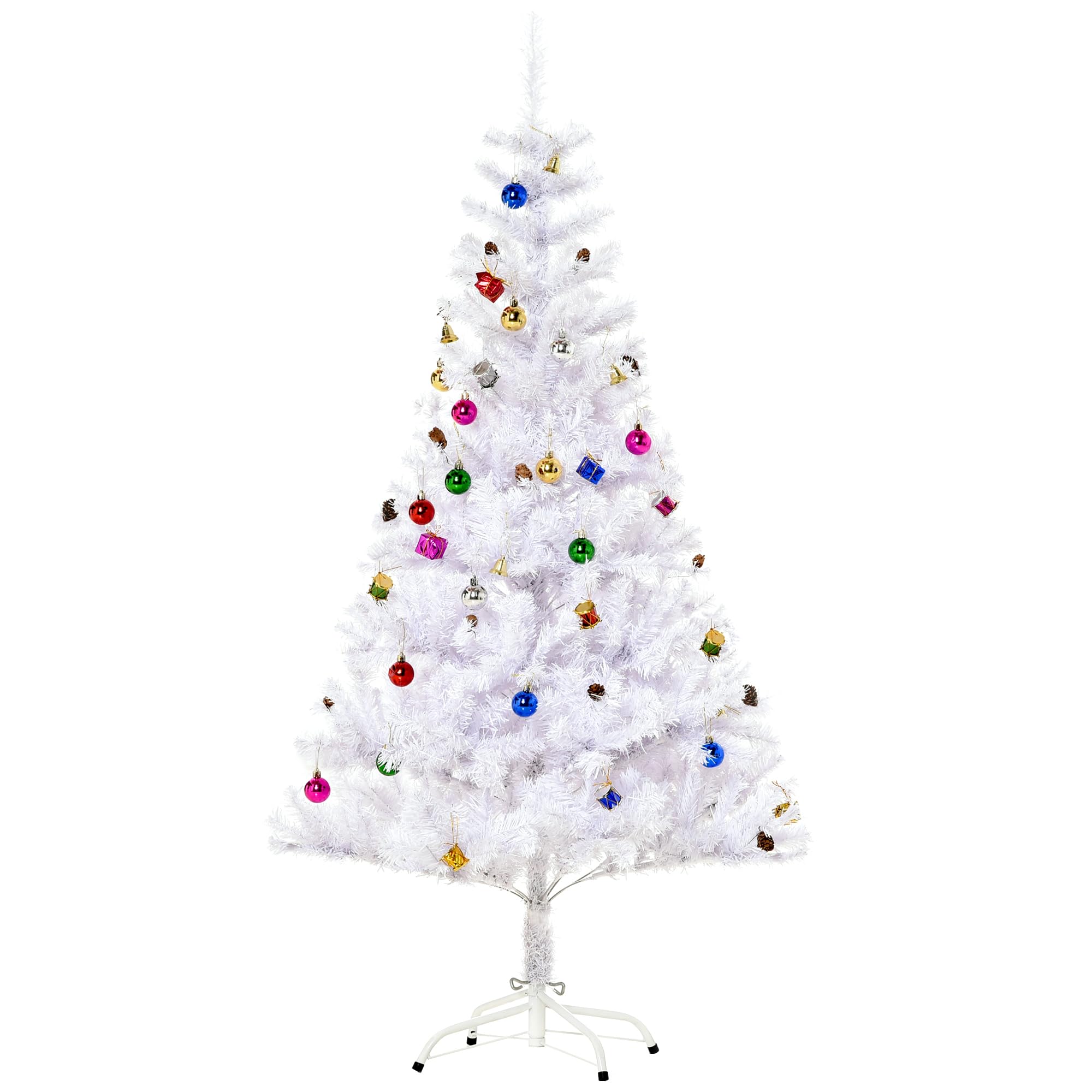 HOMCOM 5ft Snow Artificial Christmas Tree w/Metal Stand Home Faux White — image 1
