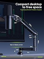 Vista 2 de M05 Pro Boom Brazo, soporte de micrófono giratorio de 360° con soporte de escritorio, brazo de micrófono de escritorio plegable con adaptador