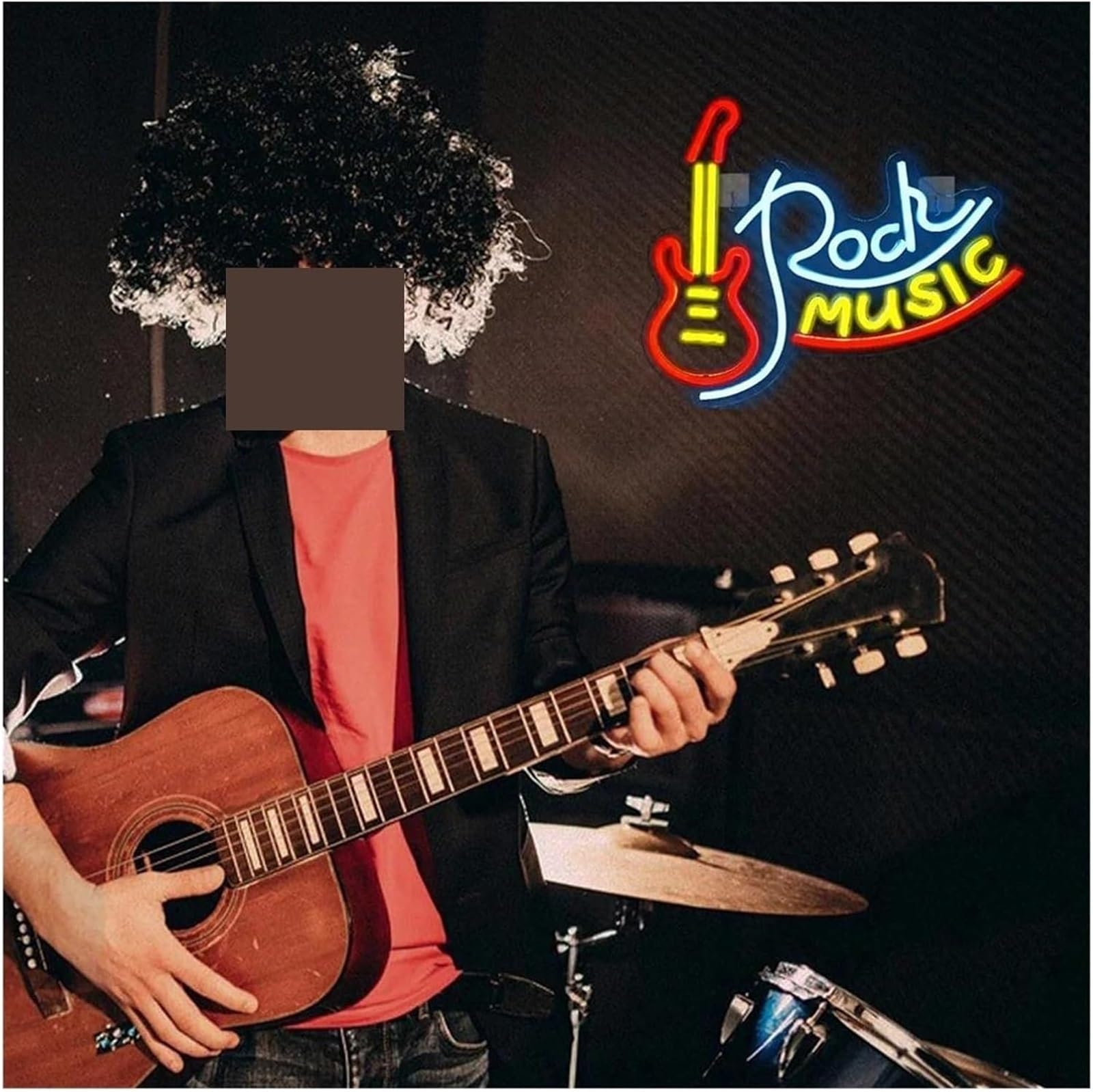 Lampada al neon Musica rock per insegne al neon Chitarra per per decorazioni murali Luce LED per camera da letto Studio Bar
